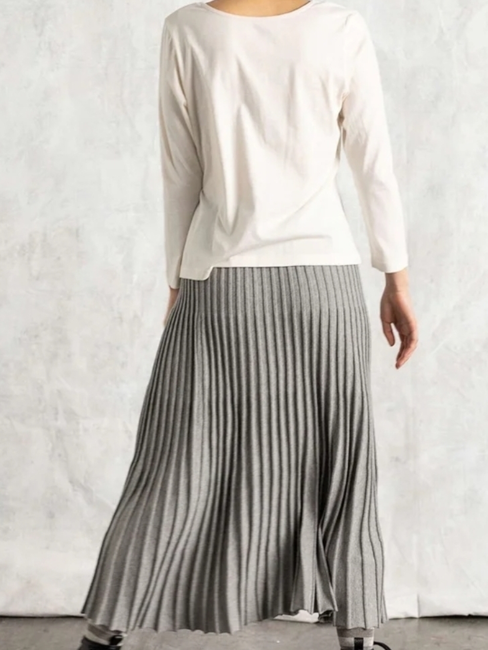 NWOT Gudrun Sjoden Pleated Maxi Skirt in Light Gray Sz L - Picture 2 of 8